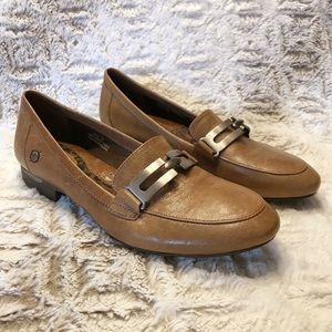 Born Leather Loafers with Silver Buckle